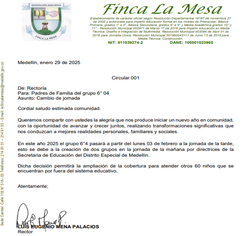 Circular para 6°04